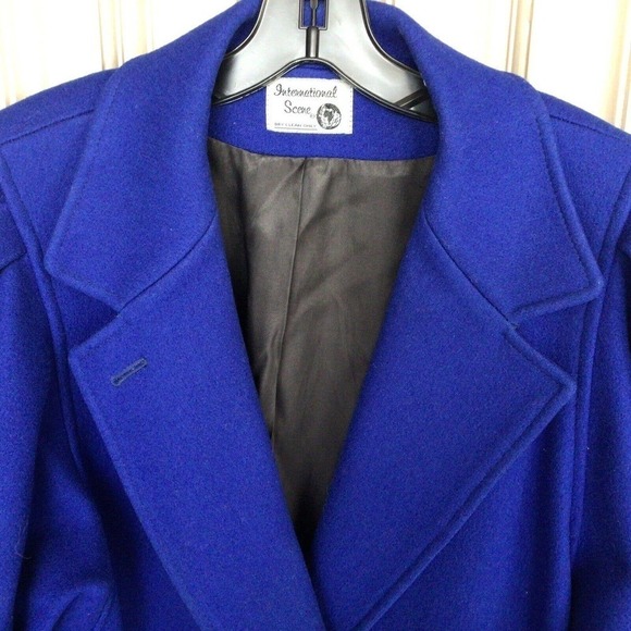 Vintage Royal Blue International Scene Wool Trench Coat Full Length Gorgeous - Picture 4 of 12
